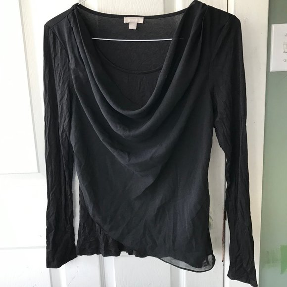Black Illusion Scoop Neck Long Sleeve Shirt - Picture 2 of 3